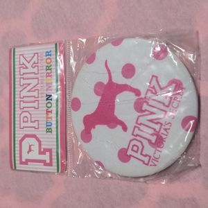 Vintage PINK button mirror